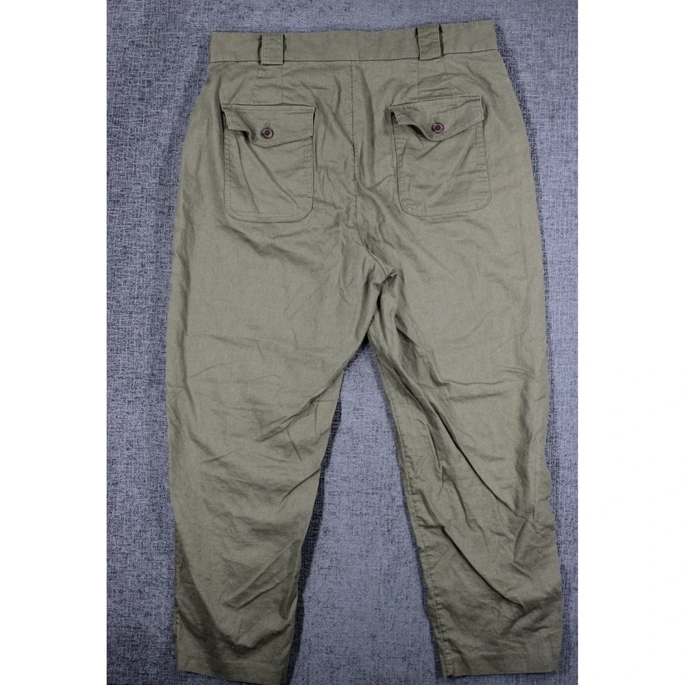 Banana Republic Womens Olive Green Linen Blend Utility Chino Pants Size 14